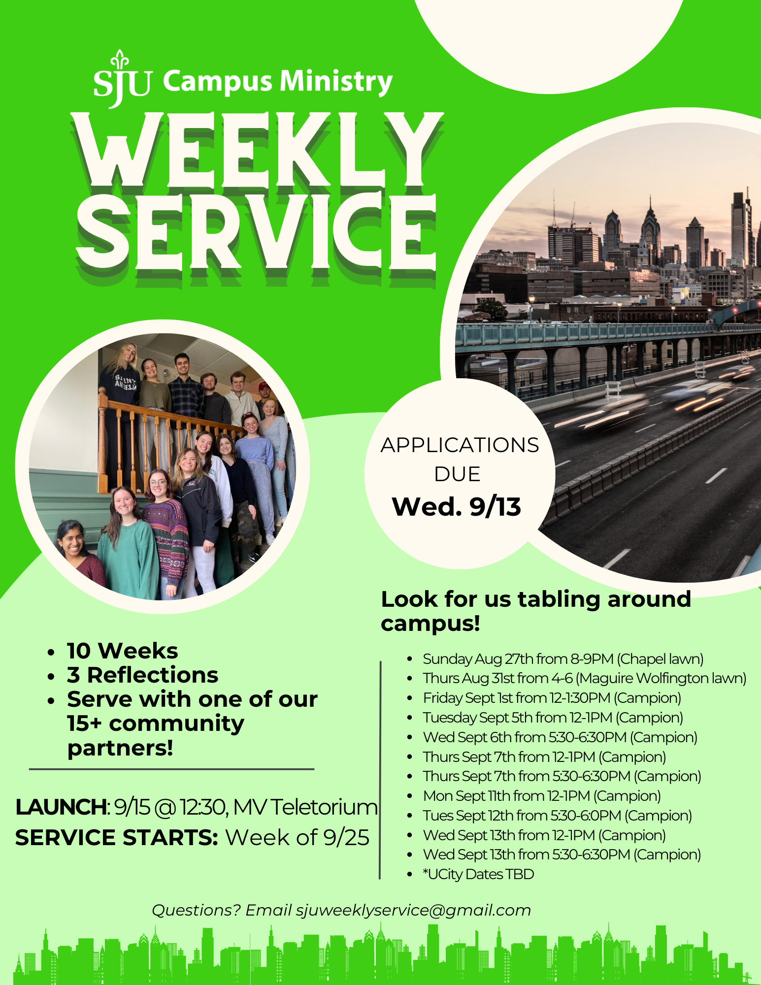 Weekly Service Fall 2023 Tabling Tables Flyer